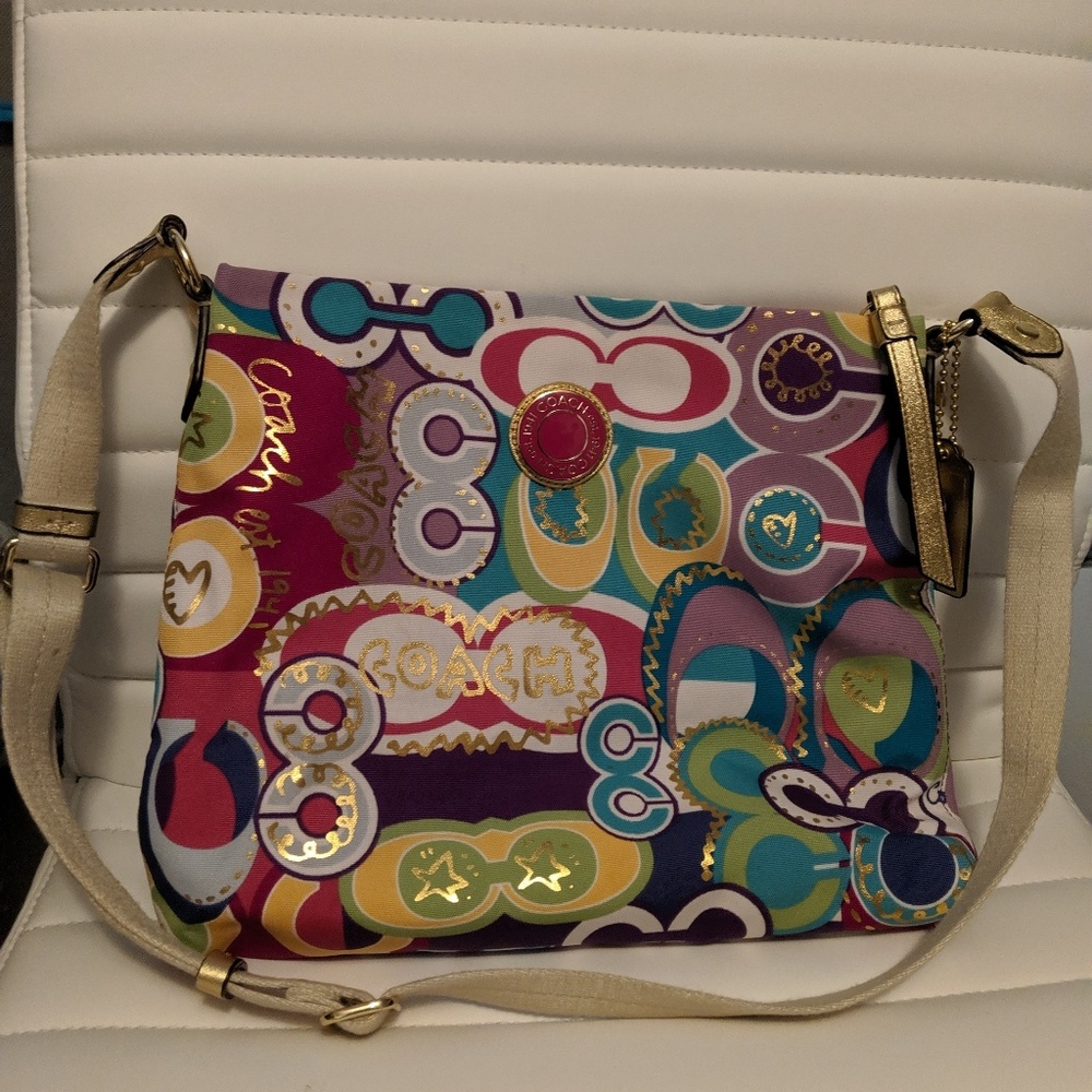 Coach Signature Stripe Pop C File Style Bag - image 1
